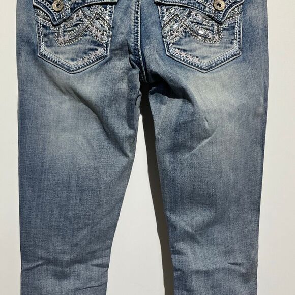 Hydraulic Women's Blue Lola Micro Boot Embroidered Distressed Jeans Size 0 NWT - Picture 7 of 13